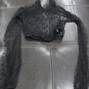 Black mesh crop top